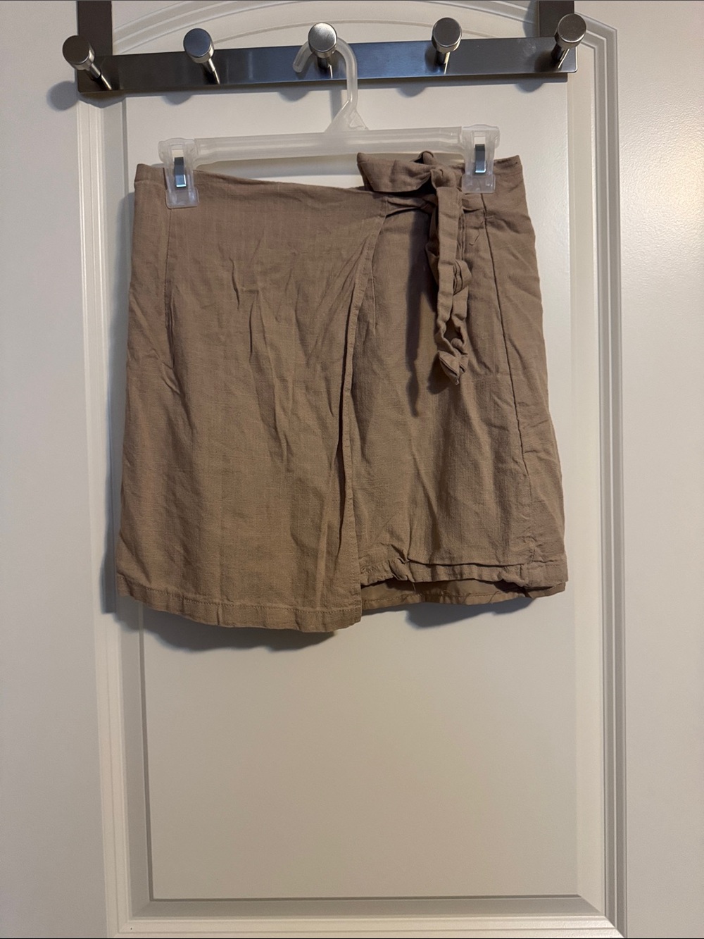 SHEIN Taupe Braided Tie Mini Wrap Skirt